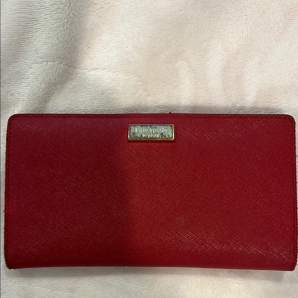 Kate Spade Red Wallet with Smooth Texture and Rectangular Shape